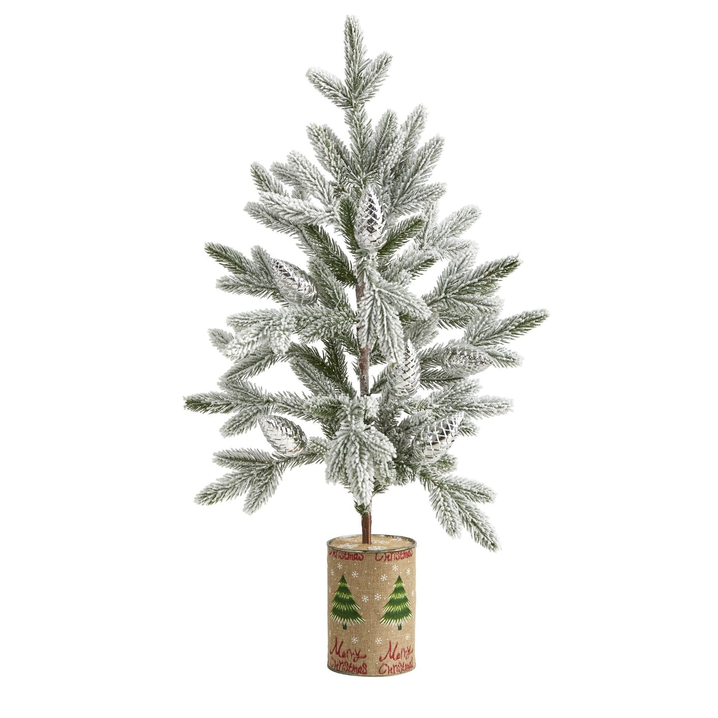 28” Flocked Christmas Artificial Tree in Decorative Planter - Tampa Home & Garden Store