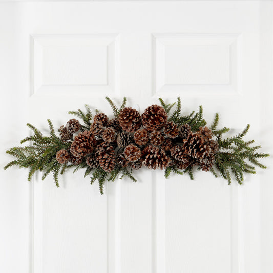 28” Iced Pine Cone Swag - Tampa Home & Garden Store