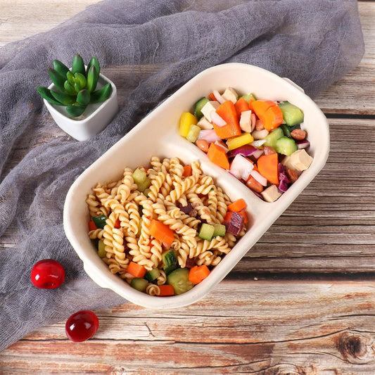 28 Oz Disposable Bowls with Lids, 2 Compartments Sugarcane Fiber Food Container, Food Storage, 50 Pack - Tampa Home & Garden Store