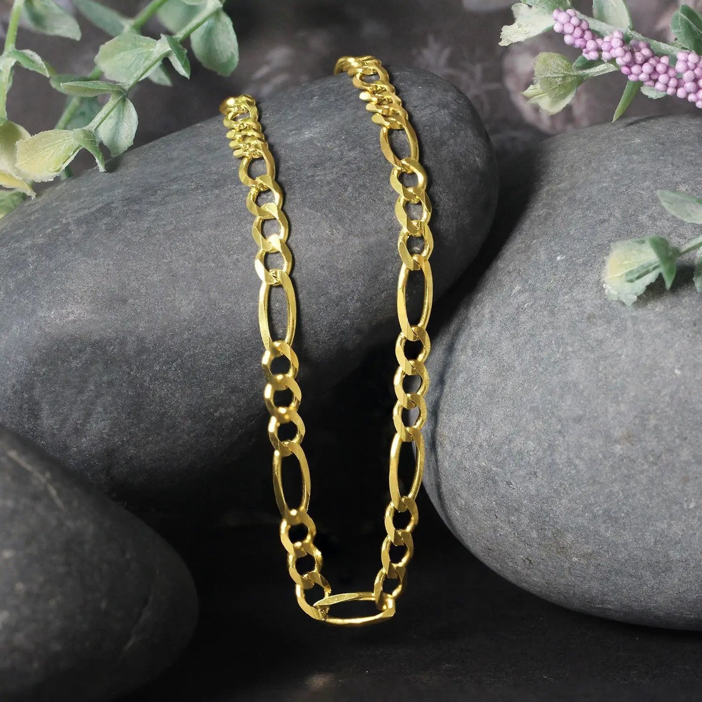 10K yellow gold solid Figaro chain necklace 4.50 mm with two chains shown by Bids.com on Tampa Home & Garden Store