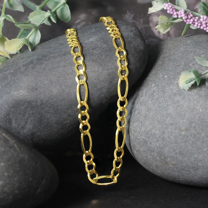 10K yellow gold solid Figaro chain necklace 4.50 mm with two chains shown by Bids.com on Tampa Home & Garden Store