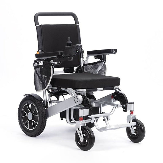 Electric Wheelchair 18in Wide Seat DONJOHNSTYLE4URHOME black silver frame joystick control on Tampa Home & Garden Store