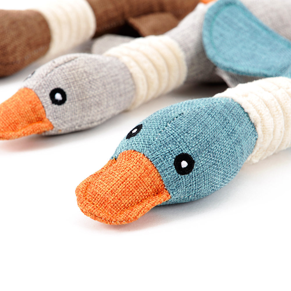 Dayan plush dog toys, blue and gray duck heads with orange beaks, 2-pack on Tampa Home & Garden Store