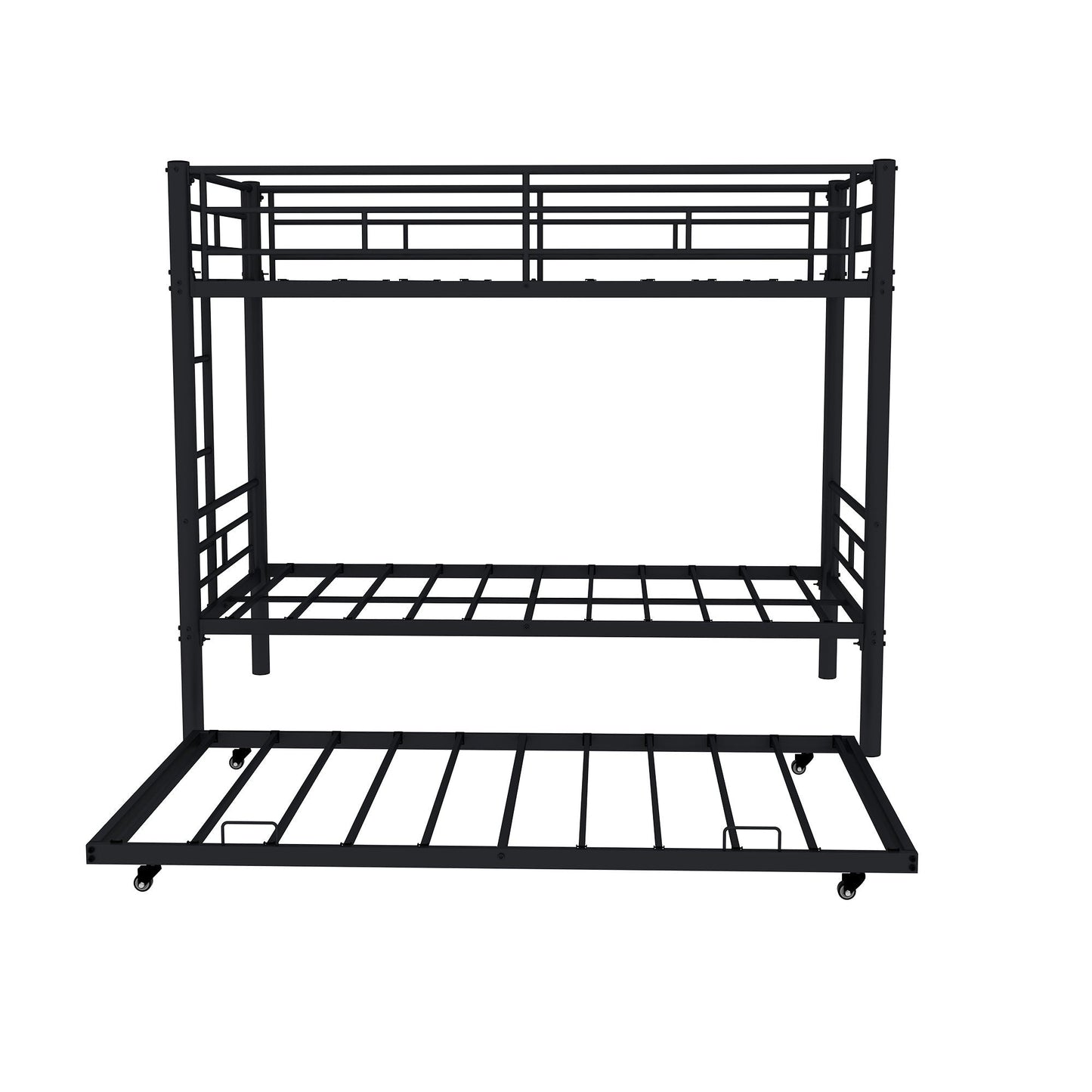 Metal Convertible Bunk Bed Frame with Guardrail