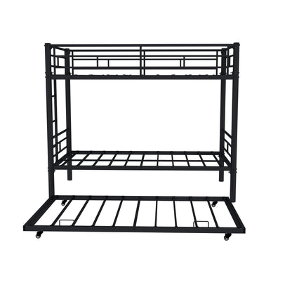 Metal Convertible Bunk Bed Frame with Guardrail