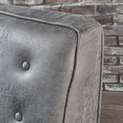 Macedonia Button Tufted Fabric Recliner Slate close-up of slate gray upholstery with button tuft on Tampa Home & Garden Store