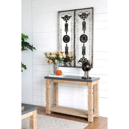 Console table Rustic and Modern fir wood & veneer, light brown with gray top on Tampa Home & Garden Store