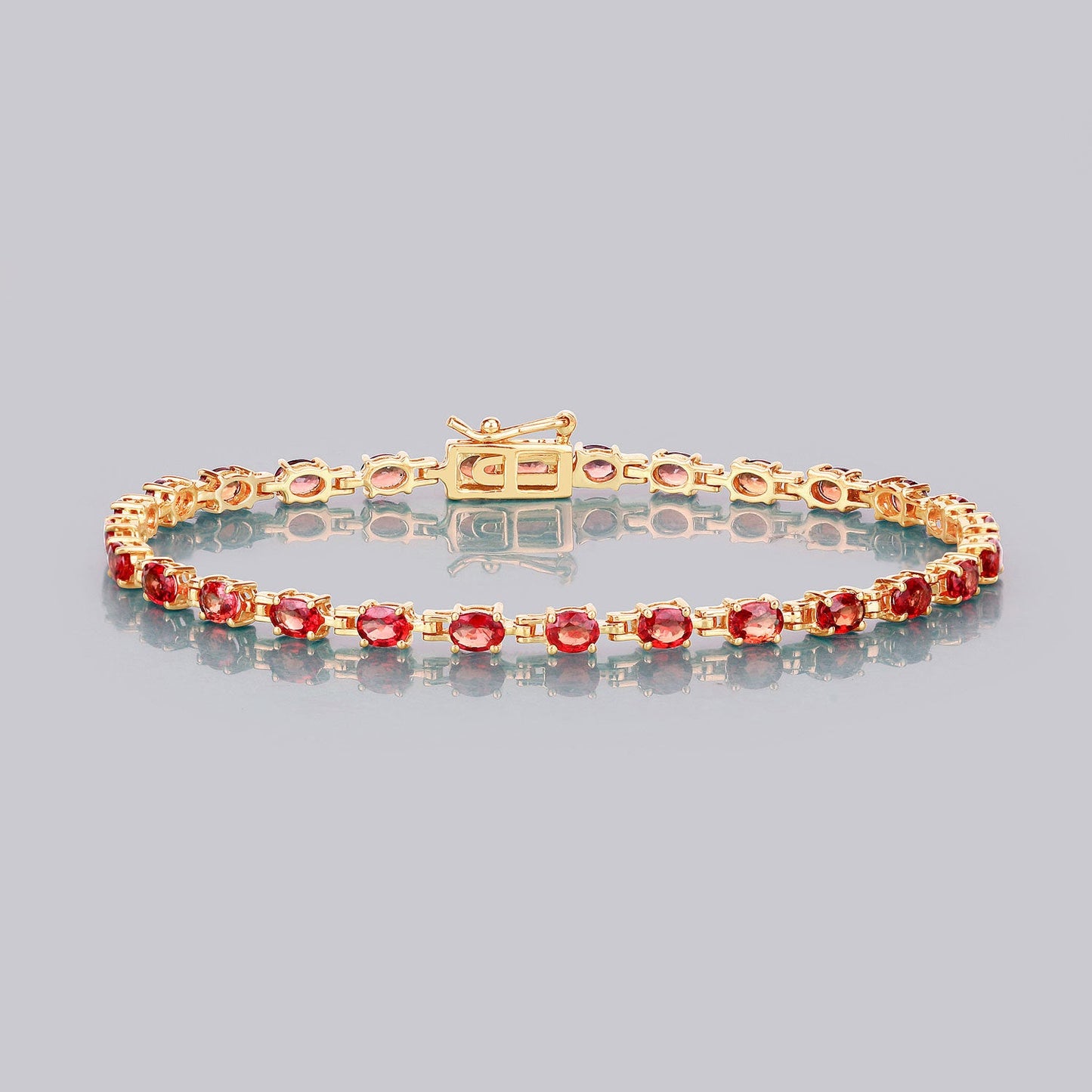 Bracelet 7.00 carat genuine orange sapphire in 14K yellow gold with oval stones, Bids.com on Tampa Home & Garden Store