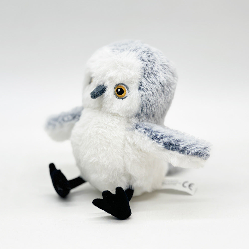Interactive plush bird cat toy white and gray with yellow eye and black feet on Tampa Home & Garden Store