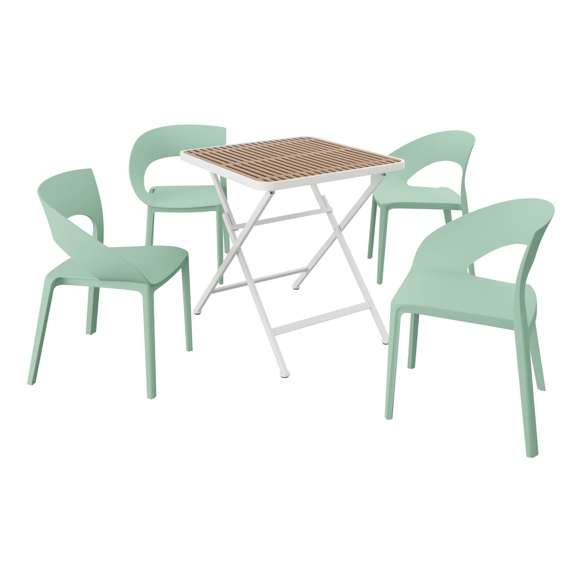 Modern 4-piece outdoor set with folding table and mint green chairs HouseOfZazla on Tampa Home & Garden Store