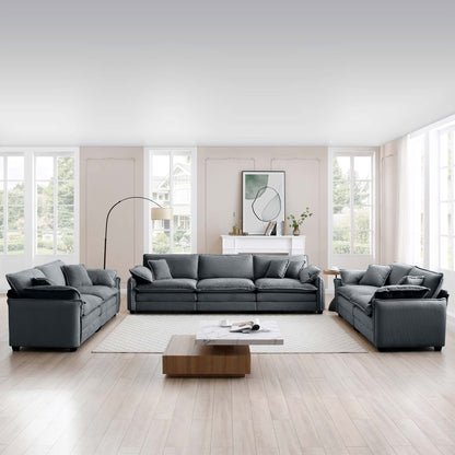 Modern Living Room Sofa 3-Pieces Set by HouseOfZazla in dark gray velvet upholstery on Tampa Home & Garden Store