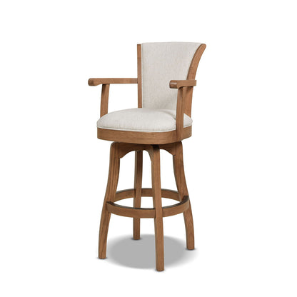 Williams Swivel Bar Stool with Armrests beige solid hardwood frame 28-30in HouseOfZazla on Tampa Home & Garden Store