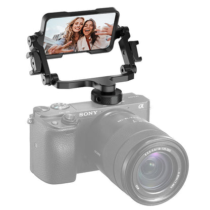 Ulanzi PT-14 SLR selfie vlog rig with smartphone holder on a Sony camera with 18-135 lens on Tampa Home & Garden Store
