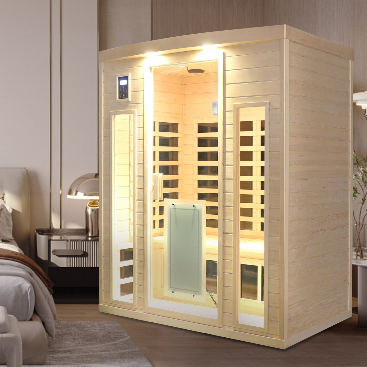 Three-person infrared sauna in hemlock wood with glass door by HouseOfZazla on Tampa Home & Garden Store