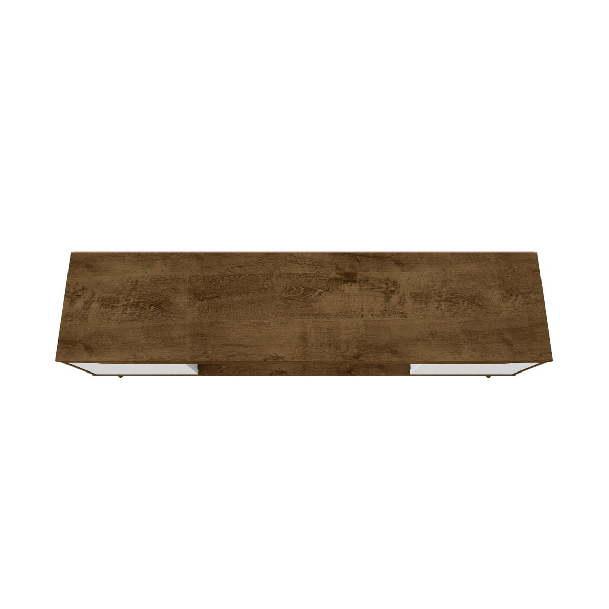 Modern Design TV Stand with Concealed Storage wooden top with white end panels on Tampa Home & Garden Store
