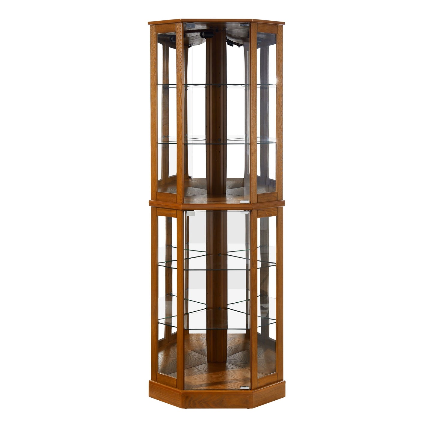 6 Shelf Corner Curio Display Cabinet with Lights and Mirrored Back Adjustable Glass Shelves on Tampa Home & Garden Store