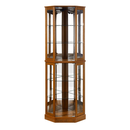 6 Shelf Corner Curio Display Cabinet with Lights and Mirrored Back Adjustable Glass Shelves on Tampa Home & Garden Store