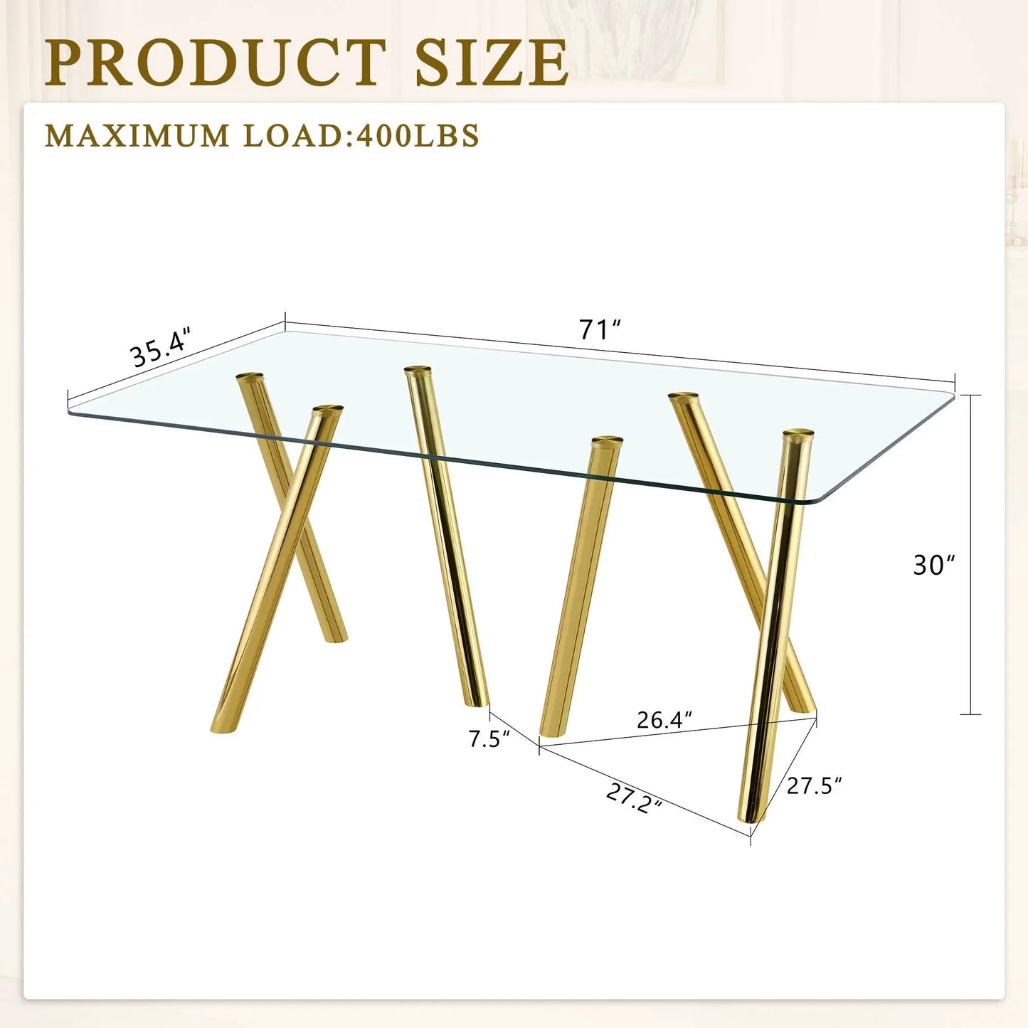 Sturdy Dining Table With Tempered Glass Surface