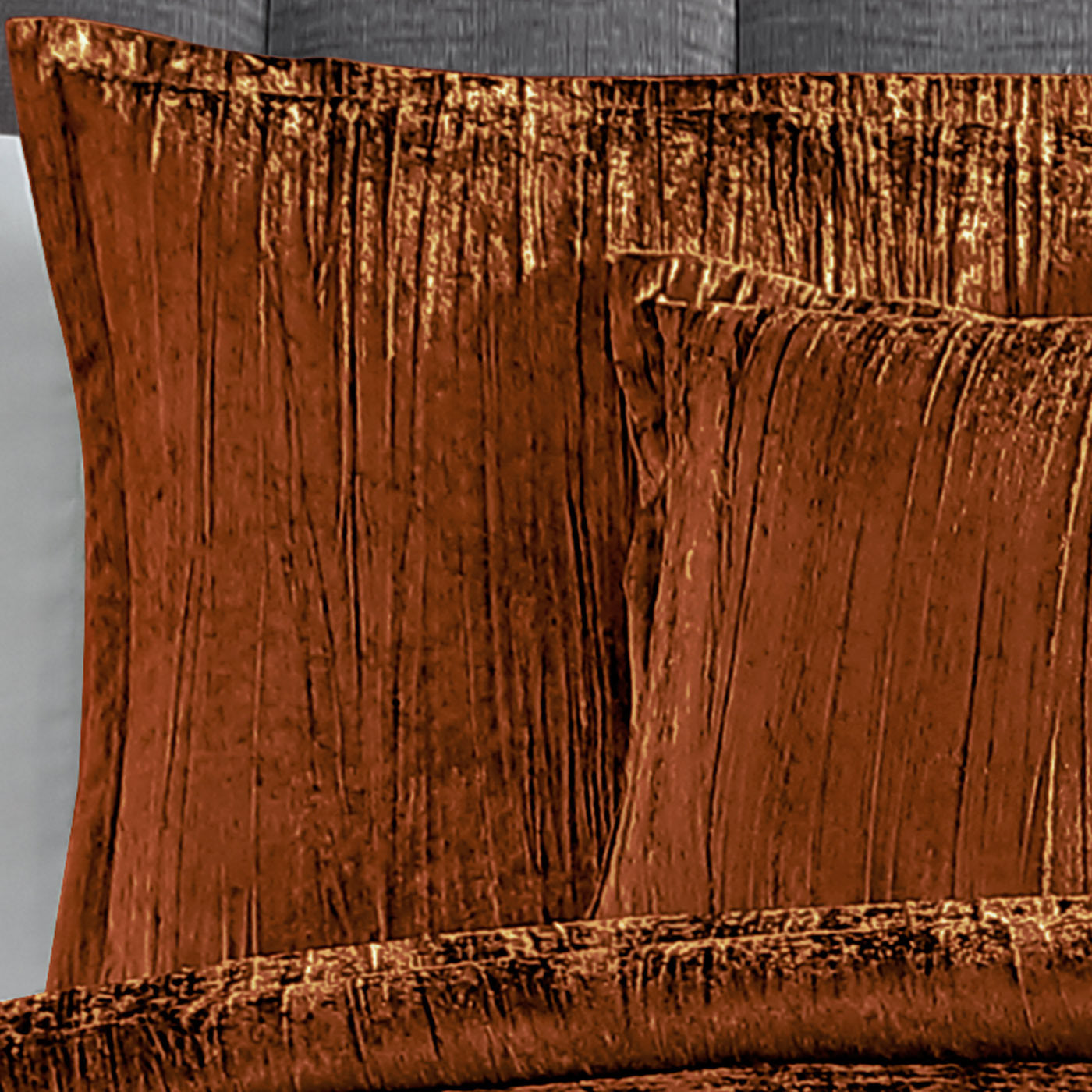 Turin 7 Piece Spice Crinkle Velvet Comforter Set copper brown velvet texture by HouseOfZazla on Tampa Home & Garden Store