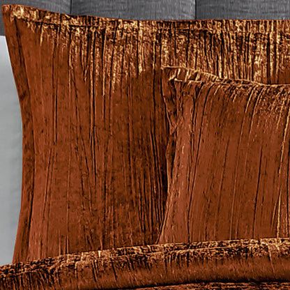 Turin 7 Piece Spice Crinkle Velvet Comforter Set copper brown velvet texture by HouseOfZazla on Tampa Home & Garden Store
