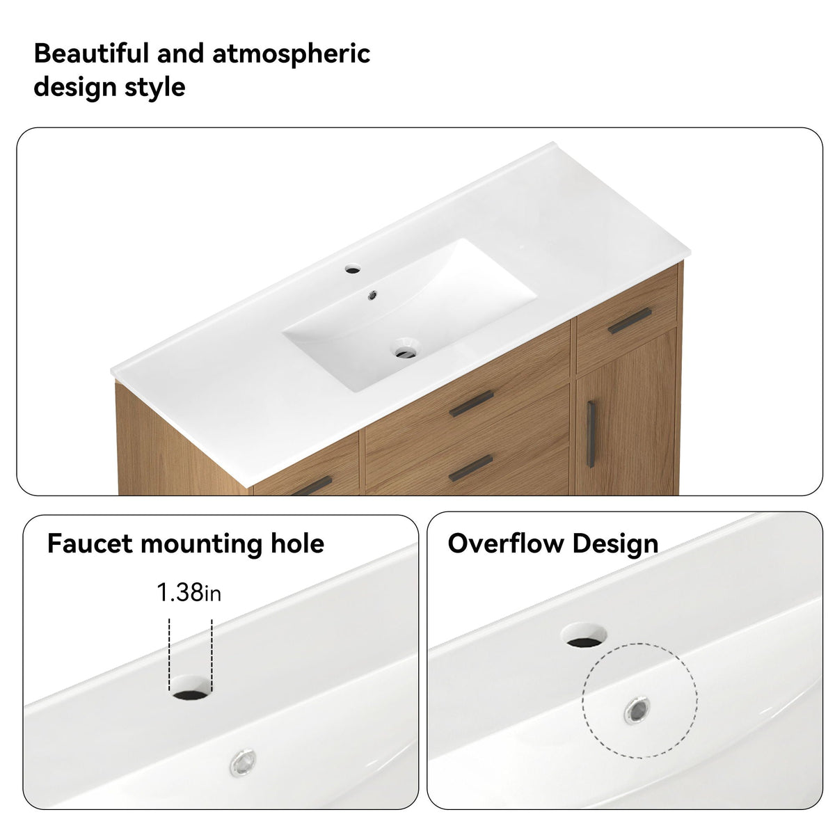 Bathroom vanity with soft close drawers, white countertop on wood cabinet HouseOfZazla on Tampa Home & Garden Store