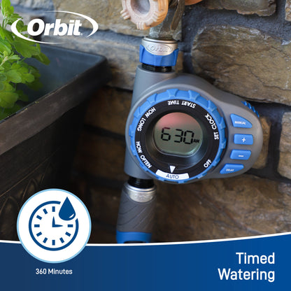 Orbit Elevated 1-Outlet Programmable Hose Faucet Timer blue gray on hose bib on Tampa Home & Garden Store