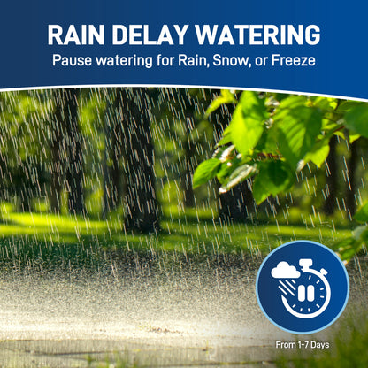 Orbit Elevated 1-outlet hose end timer rain delay graphic with timer icon Orbit Irrigation on Tampa Home & Garden Store