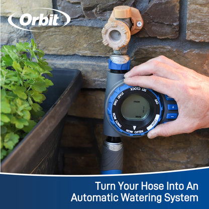 Orbit Elevated 1-Outlet Hose Timer by Orbit Irrigation, blue-gray plastic hose-end on Tampa Home & Garden Store