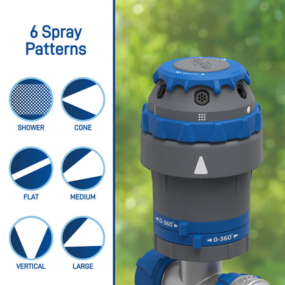 Orbit Irrigation H2O-6 Gear Drive hose end sprinkler on spike blue and gray with 6 spray patterns on Tampa Home & Garden Store