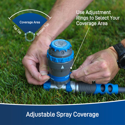 Orbit Elevated H2O-6 Gear Drive hose end sprinkler on blue gray spike by Orbit Irrigation on Tampa Home & Garden Store