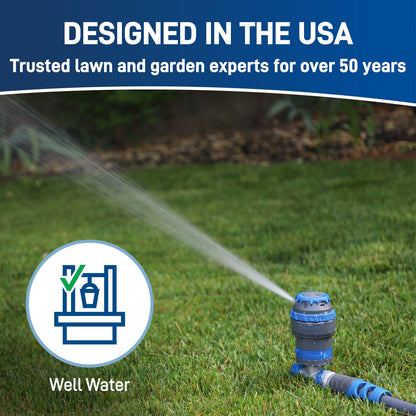 Orbit Elevated H2O-6 Gear Drive hose end on spike, blue/gray Orbit Irrigation Sprinklers on Tampa Home & Garden Store