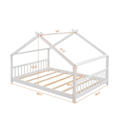Playhouse Design Bed with Cozy Roof for Kids