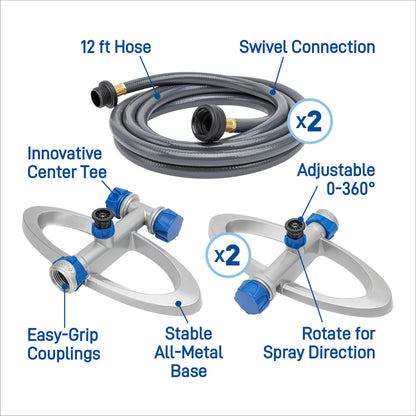 Orbit Irrigation Port-A-Rain sprinkler hose end with 12 ft hose and swivel connections (2-pack) on Tampa Home & Garden Store