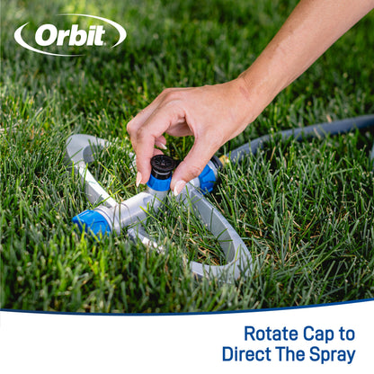 Port-a-Rain Above Ground Sprinkler System component blue knob Orbit Irrigation in lawn grass on Tampa Home & Garden Store