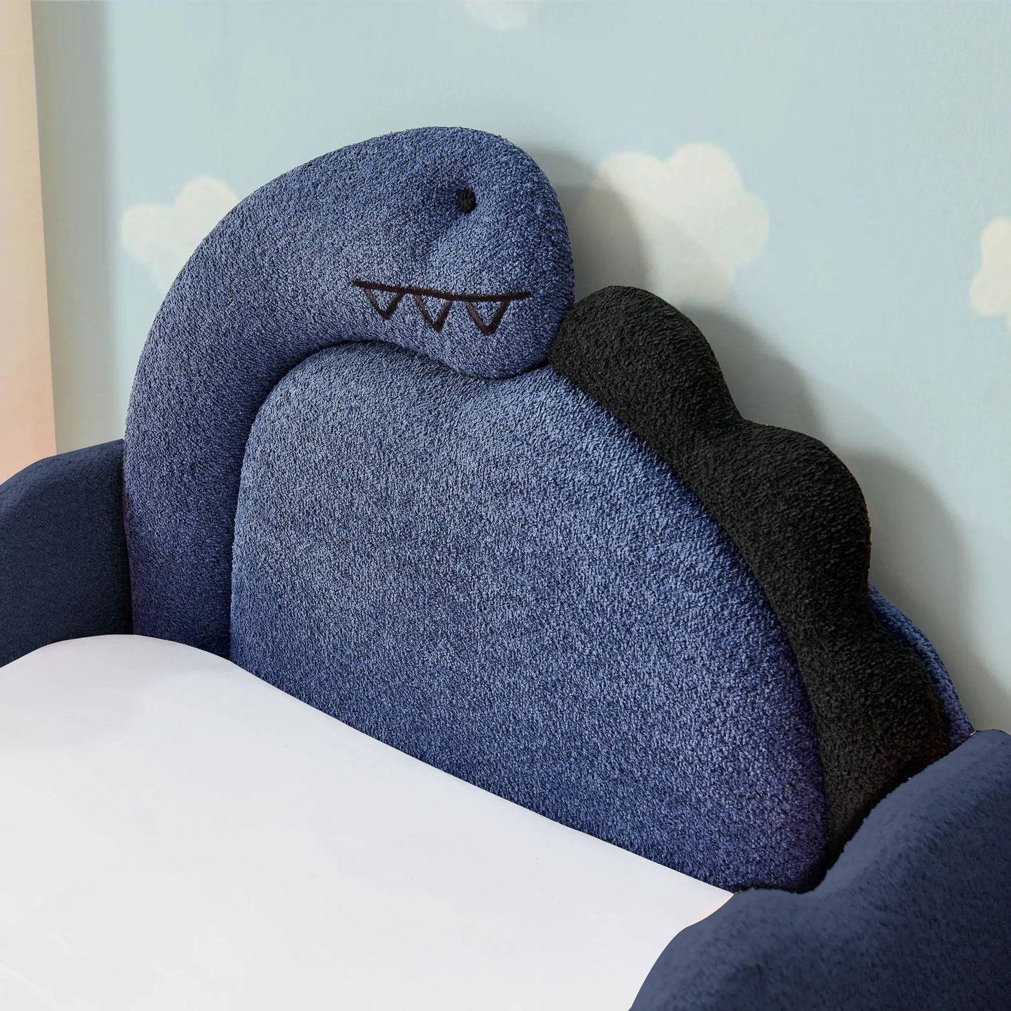 Cute Dinosaur Bed with Guardrail Toddler Frame