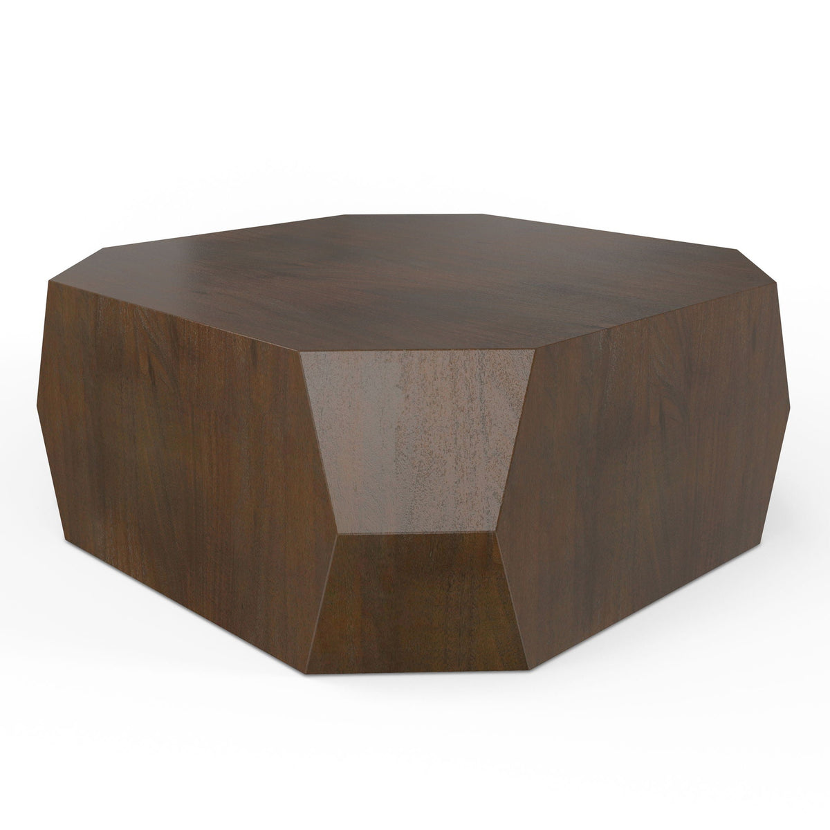 Walnut geometric coffee table with acacia veneer, 39-inch square, HouseOfZazla on Tampa Home & Garden Store