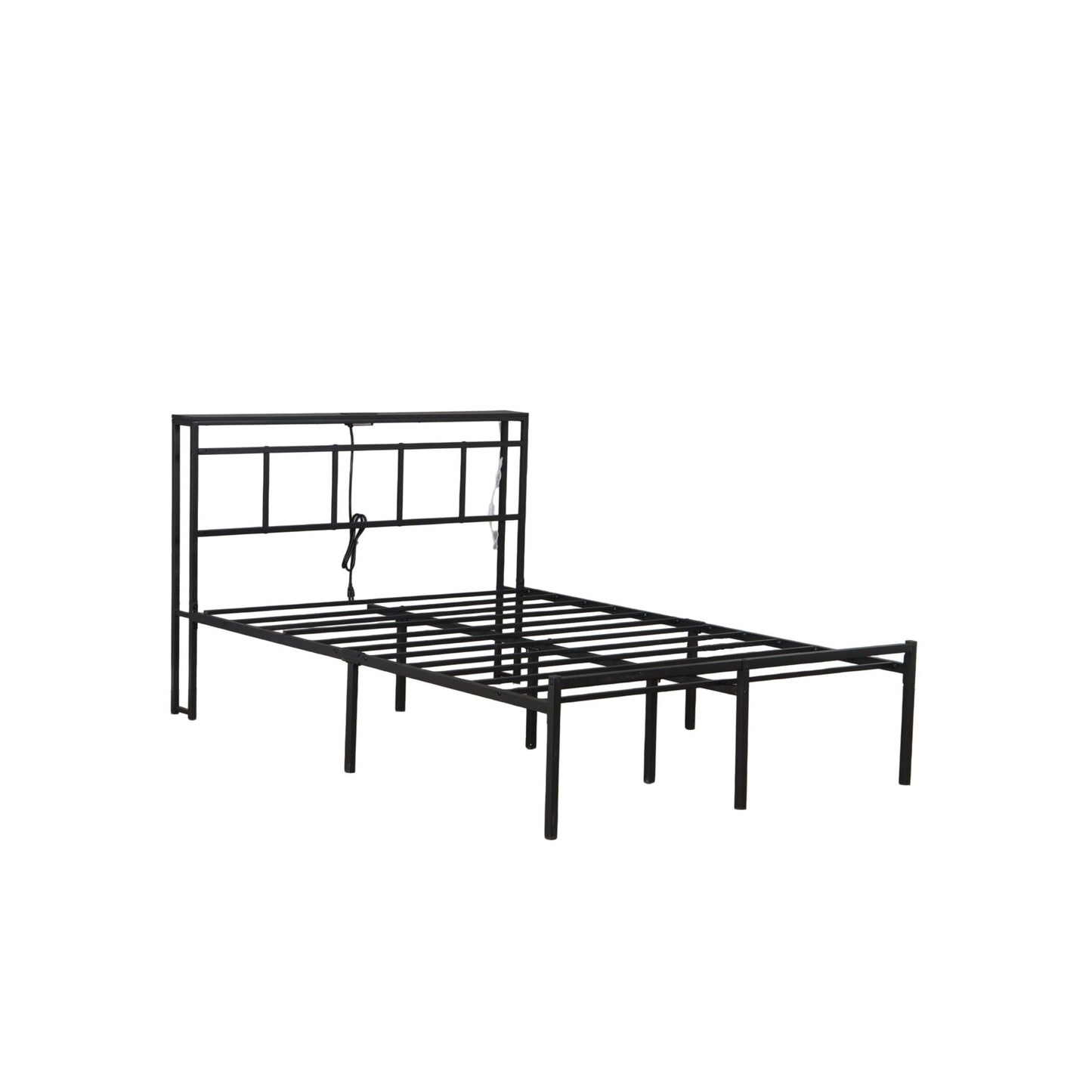 Bed Frame with Storage Headboard and Led Light