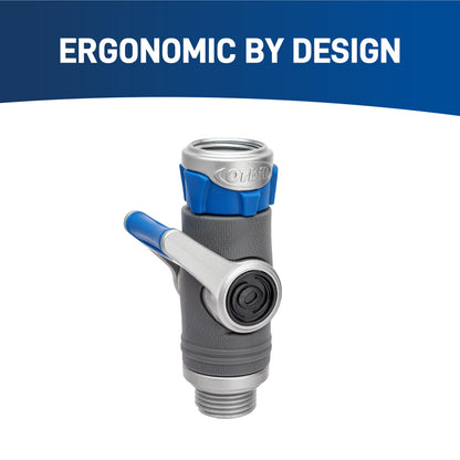 Orbit Elevated Shut-Off Hose End coupling in blue plastic with metal ring, Orbit Irrigation on Tampa Home & Garden Store