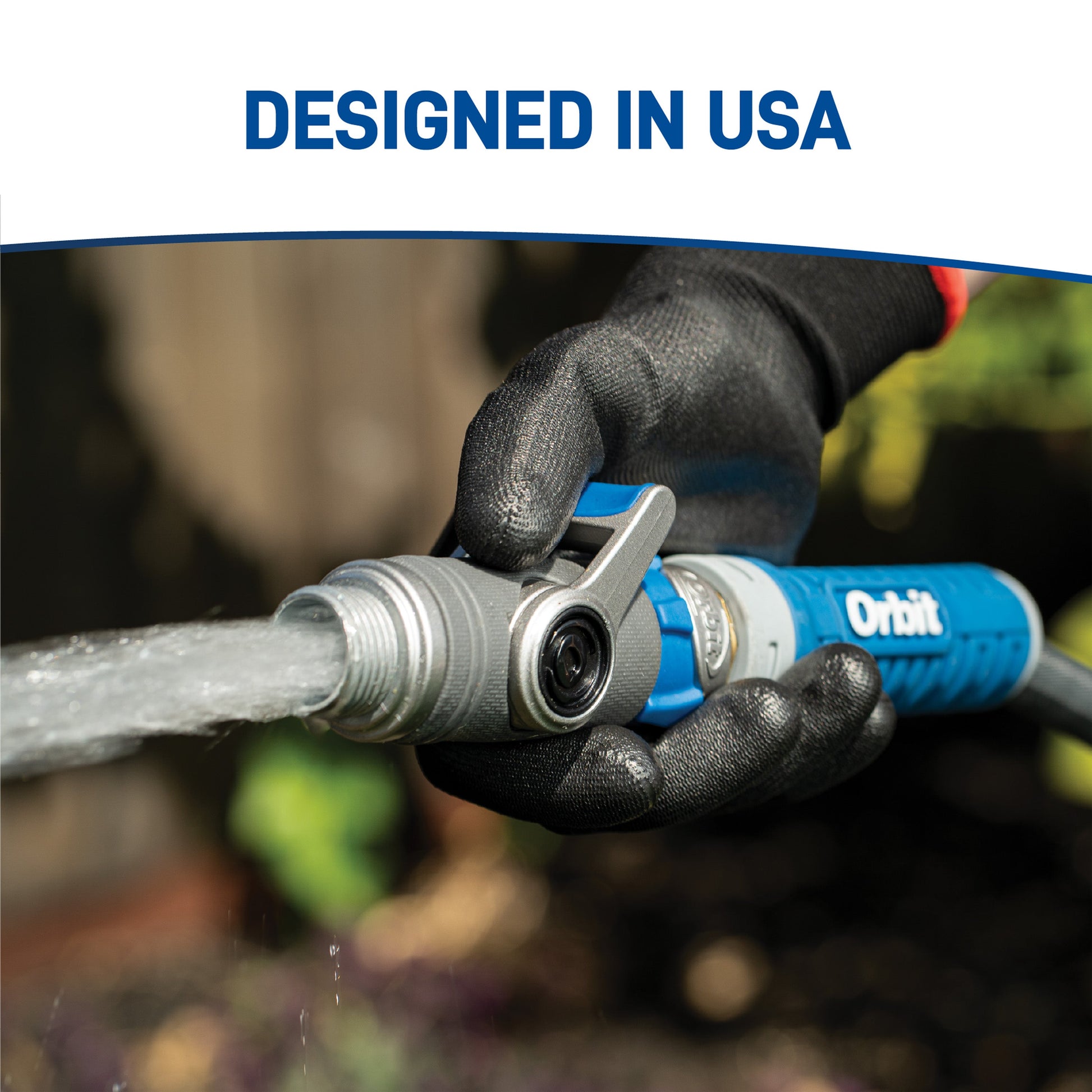 Orbit Elevated Shut-Off Coupling 28296 hose end by Orbit Irrigation; blue body on Tampa Home & Garden Store