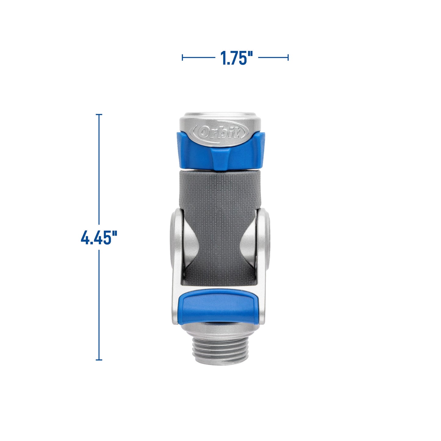 Orbit Elevated Shut-Off Coupling hose end in blue plastic and gray metal, Orbit Irrigation on Tampa Home & Garden Store