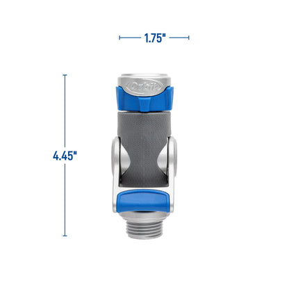 Orbit Elevated Shut-Off Coupling hose end in blue plastic and gray metal, Orbit Irrigation on Tampa Home & Garden Store