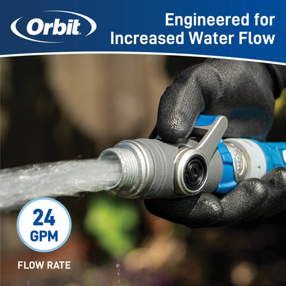 Orbit Elevated Shut-Off Coupling hose end blue and gray body by Orbit Irrigation on Tampa Home & Garden Store
