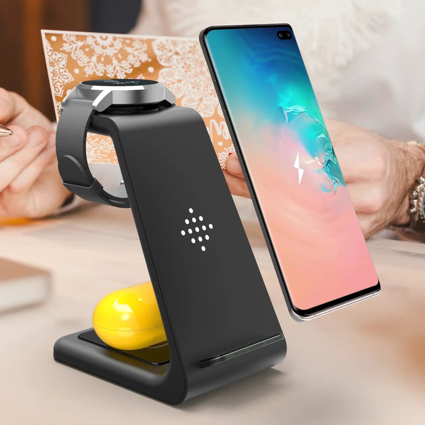 3-in-1 fast wireless charging station with watch dock and phone stand, black FLIPSTYLEZLLC on Tampa Home & Garden Store