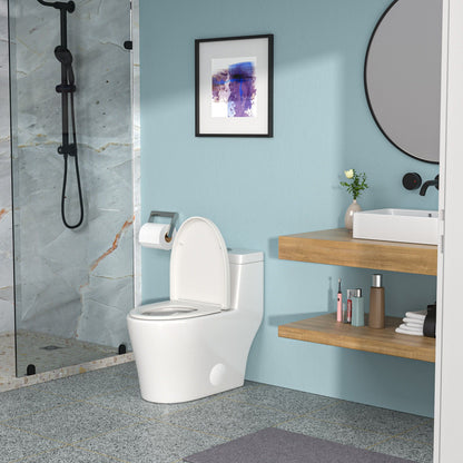 Dual Flush 1-Piece Toilet with Soft Closing Seat, White by HouseOfZazla on Tampa Home & Garden Store