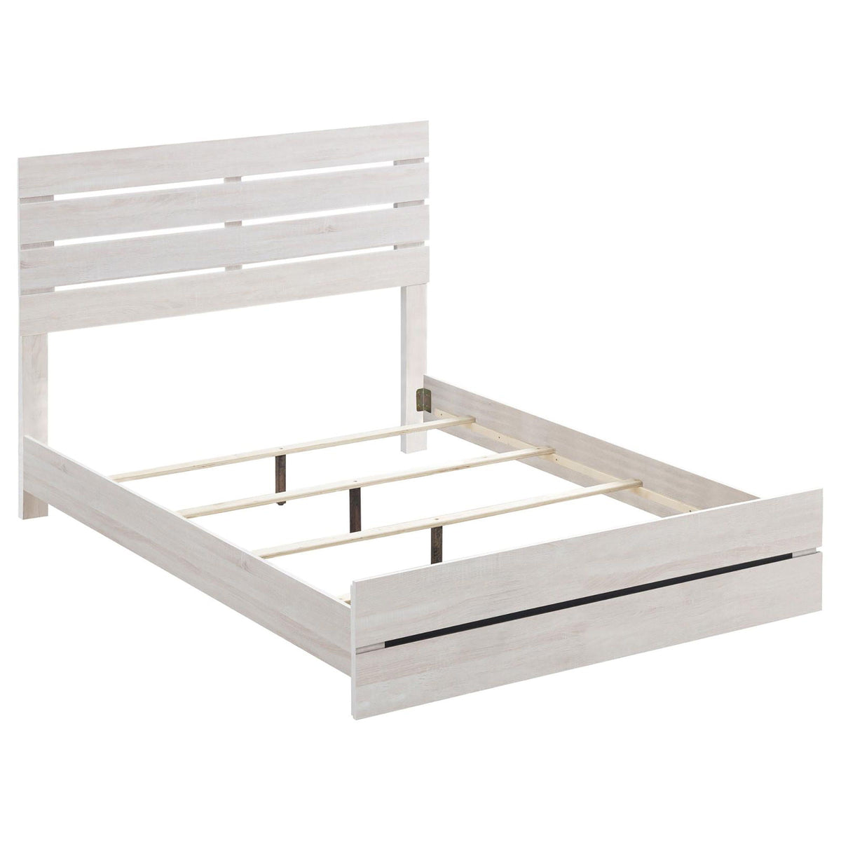 Slatted Headboard Panel Bed in pale whitewashed wood on Tampa Home & Garden Store