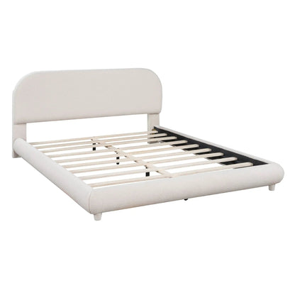 Upholstered Platform Bed With Thick Solid Frame