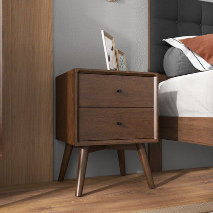 Mid-Century Modern night stand dark brown wood with 2 drawers HouseOfZazla accent on Tampa Home & Garden Store