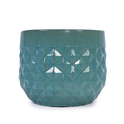 Vintage Turquoise Ceramic Planters Set of 3