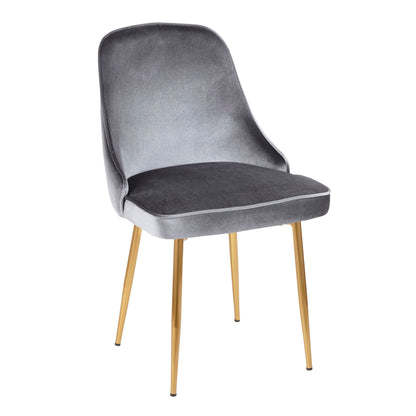 Contemporary glam dining chair grey velvet with gold legs HouseOfZazla on Tampa Home & Garden Store