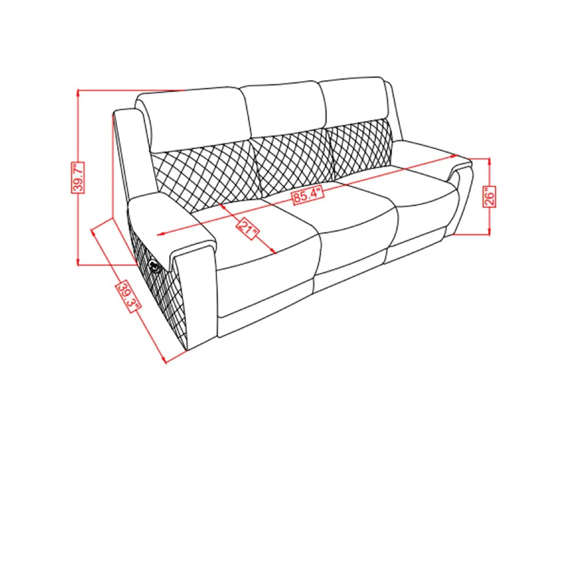 Alicia reclining sofa gray/black by Unique Piece Furniture, 3-seat design on Tampa Home & Garden Store